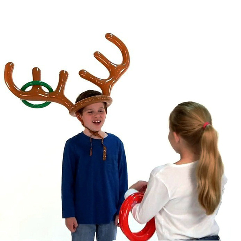 [Hot Sale Christmas Party Throwing Ring Inflatable Antler Deer Head Ring Game Inflatable Christmas Hat