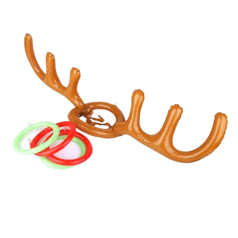 [Hot Sale Christmas Party Throwing Ring Inflatable Antler Deer Head Ring Game Inflatable Christmas Hat