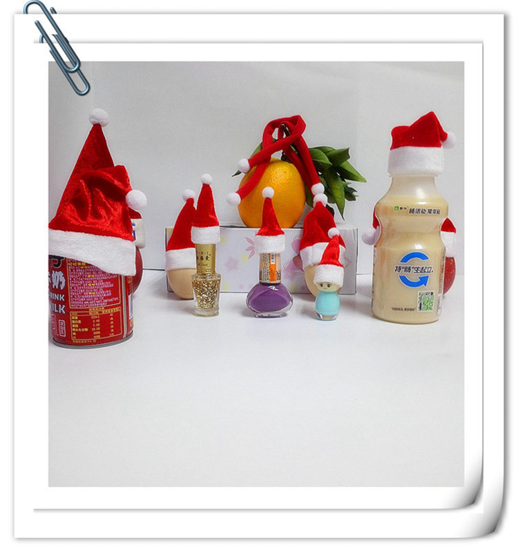 Christmas Hat Small Number Fruit Decoration Christmas Ornaments Red Wine Bottle Hat Electronic Velvet Logo Customization