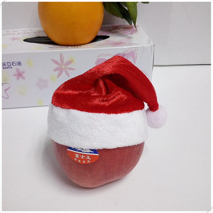 Christmas Hat Small Number Fruit Decoration Christmas Ornaments Red Wine Bottle Hat Electronic Velvet Logo Customization