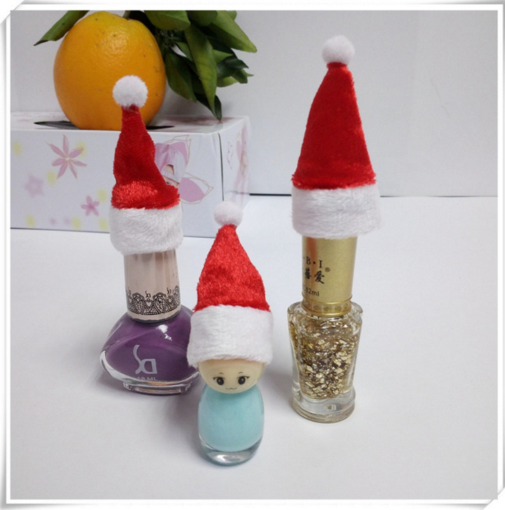 Christmas Hat Small Number Fruit Decoration Christmas Ornaments Red Wine Bottle Hat Electronic Velvet Logo Customization