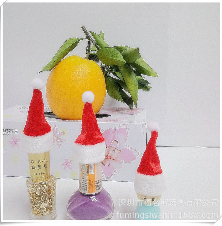Christmas Hat Small Number Fruit Decoration Christmas Ornaments Red Wine Bottle Hat Electronic Velvet Logo Customization