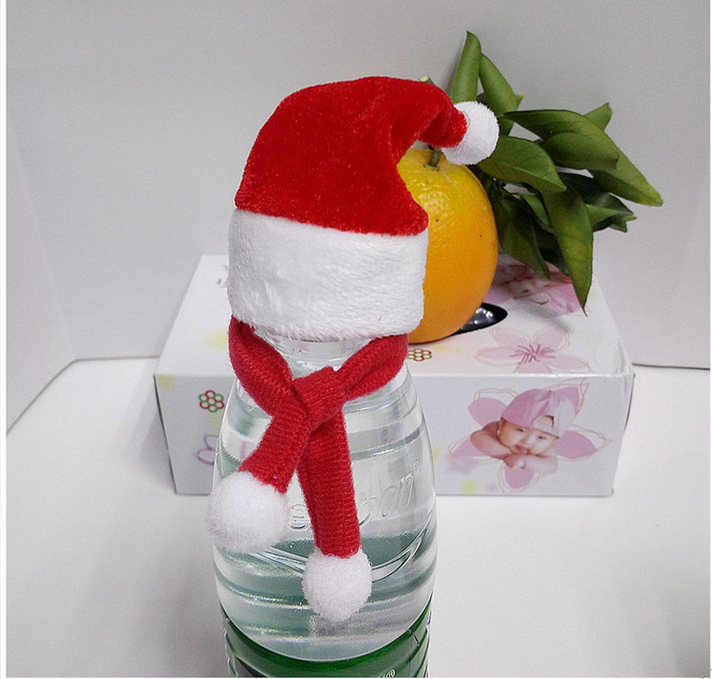 Christmas Hat Small Number Fruit Decoration Christmas Ornaments Red Wine Bottle Hat Electronic Velvet Logo Customization