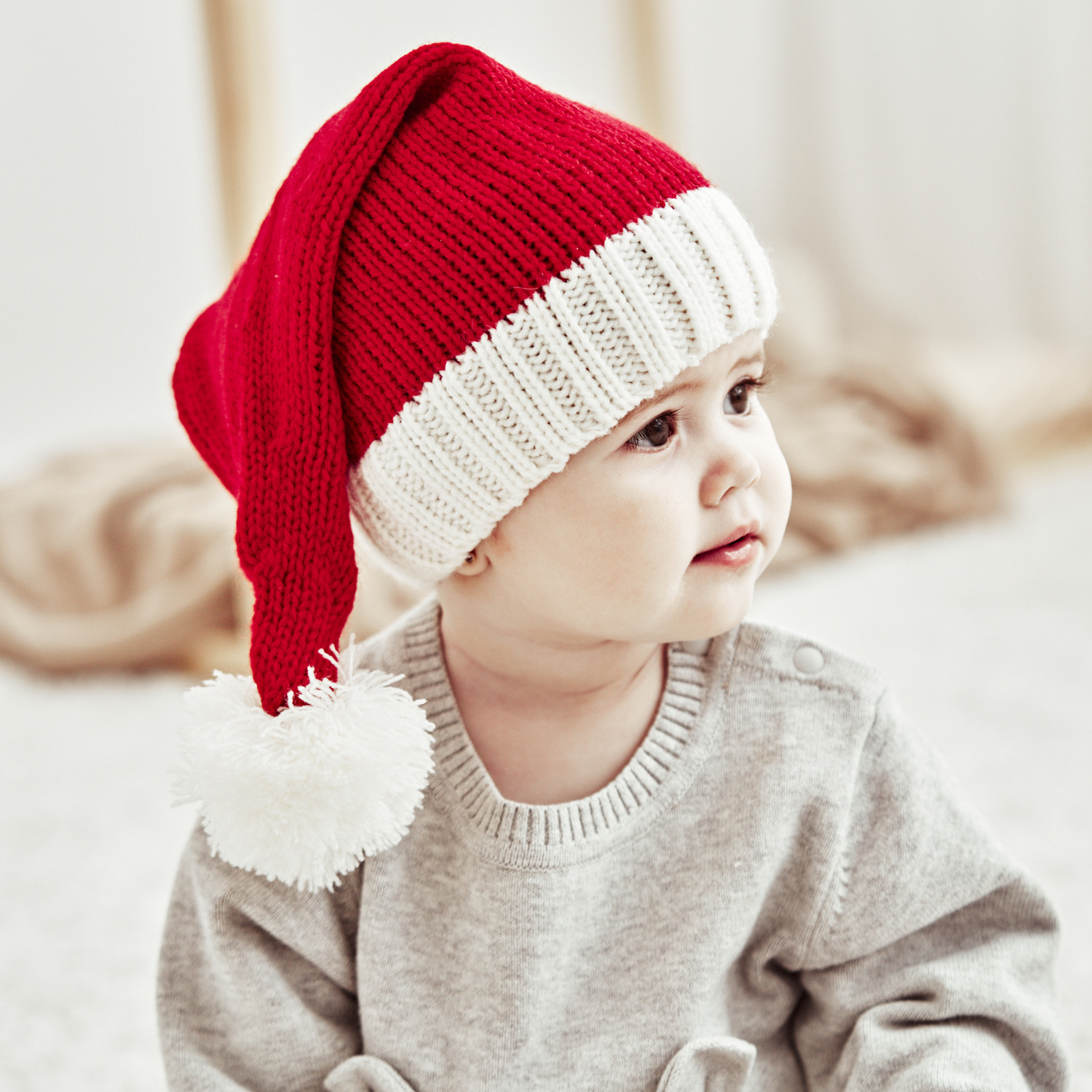 European and American Autumn and Winter New Parent-Child Hat Wool Christmas Hat Single Ball Acrylic Baby Mother Warm Knitted Hat
