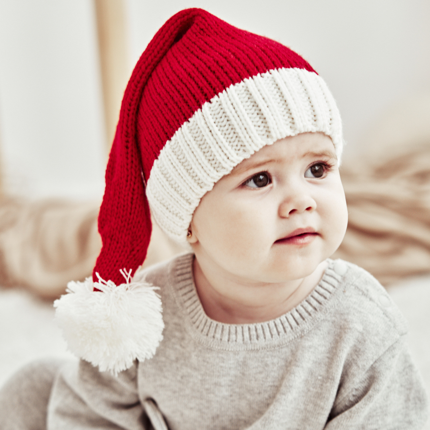 European and American Autumn and Winter New Parent-Child Hat Wool Christmas Hat Single Ball Acrylic Baby Mother Warm Knitted Hat