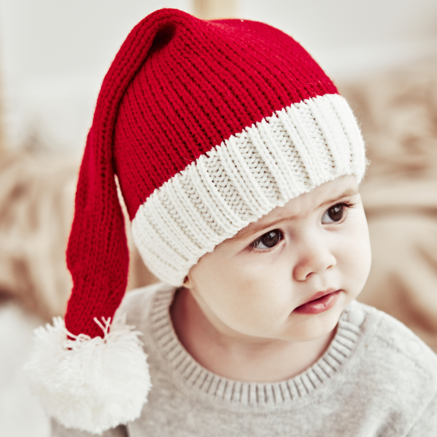 European and American Autumn and Winter New Parent-Child Hat Wool Christmas Hat Single Ball Acrylic Baby Mother Warm Knitted Hat
