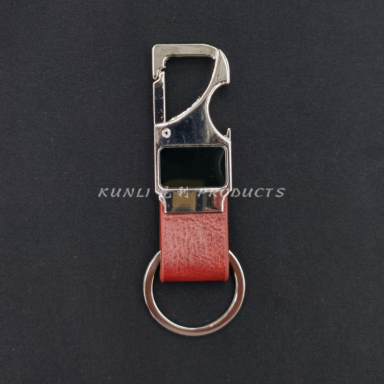 Alloy Leather Keychain Advertising Gifts Promotional Gifts Hanging Buckle Multifunctional Bottle Opener Waist Hanging Men&#039;s Buckle