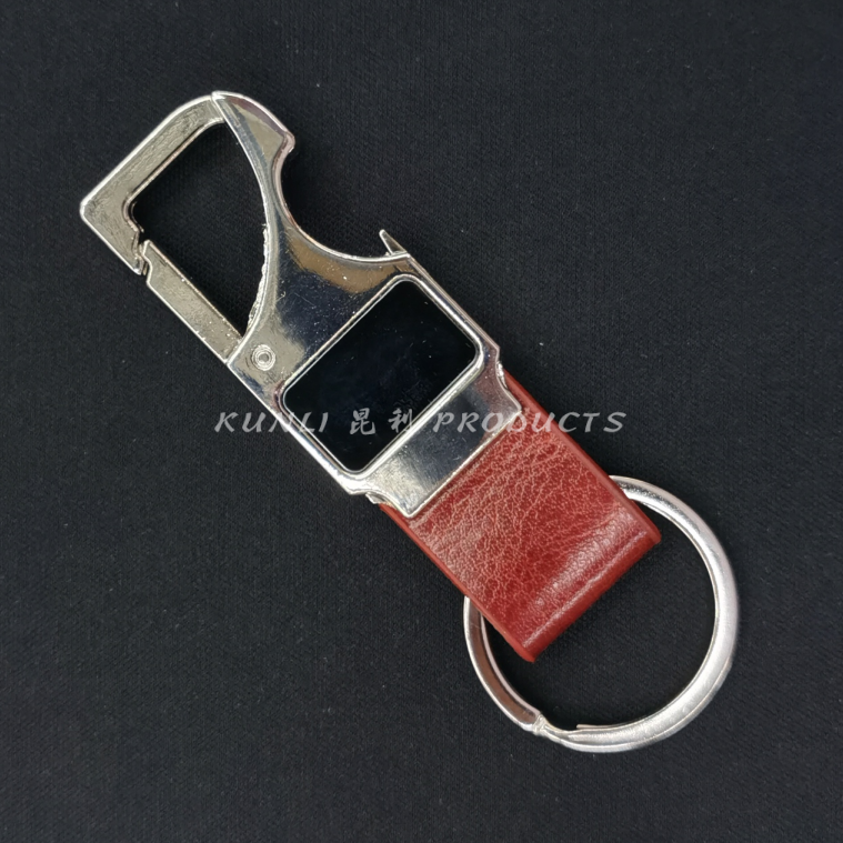 Alloy Leather Keychain Advertising Gifts Promotional Gifts Hanging Buckle Multifunctional Bottle Opener Waist Hanging Men's Buckle