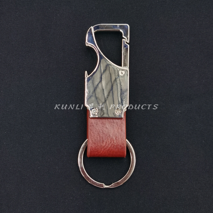 Alloy Leather Keychain Advertising Gifts Promotional Gifts Hanging Buckle Multifunctional Bottle Opener Waist Hanging Men's Buckle