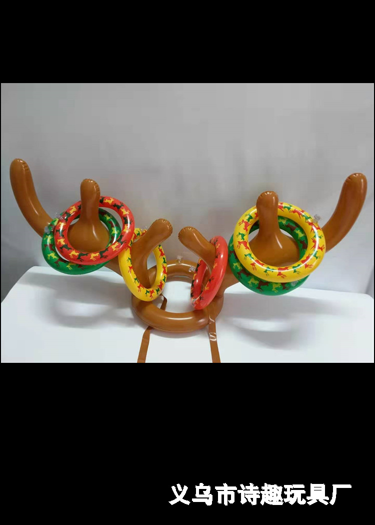Thicker Inflatable Deer Head Ring Inflatable Christmas Hat Game Inflatable Antler Hat Throwing Ring Currently Available Direct Sale
