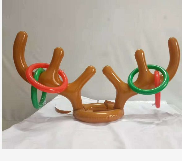 Thicker Inflatable Deer Head Ring Inflatable Christmas Hat Game Inflatable Antler Hat Throwing Ring Currently Available Direct Sale