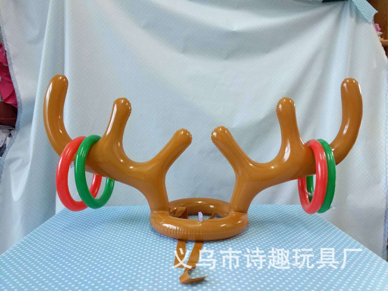 Thicker Inflatable Deer Head Ring Inflatable Christmas Hat Game Inflatable Antler Hat Throwing Ring Currently Available Direct Sale