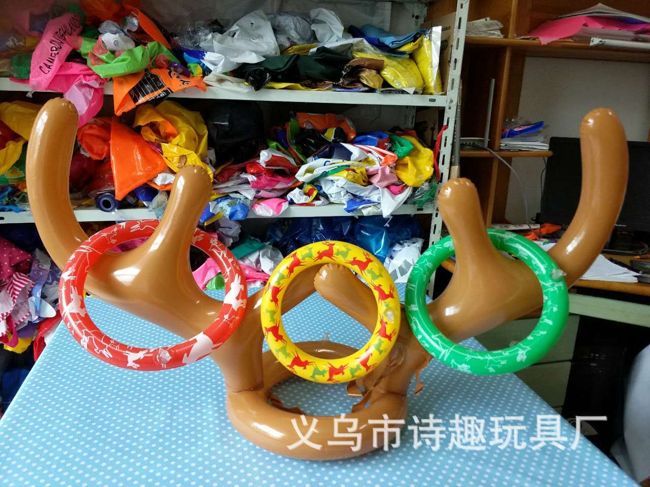 Thicker Inflatable Deer Head Ring Inflatable Christmas Hat Game Inflatable Antler Hat Throwing Ring Currently Available Direct Sale