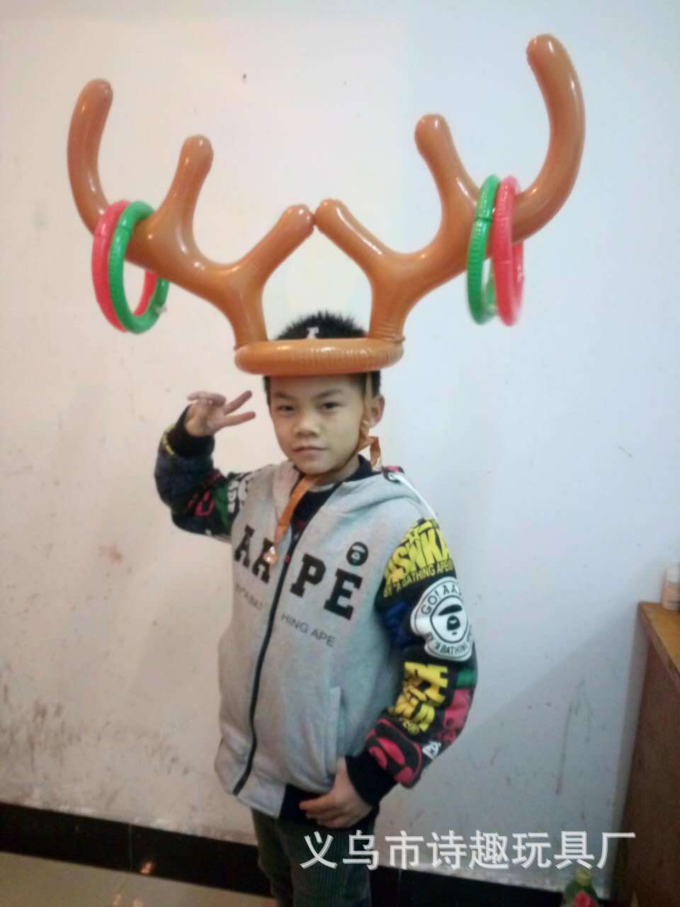 Thicker Inflatable Deer Head Ring Inflatable Christmas Hat Game Inflatable Antler Hat Throwing Ring Currently Available Direct Sale