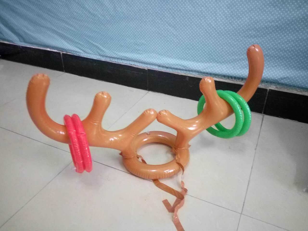 Thicker Inflatable Deer Head Ring Inflatable Christmas Hat Game Inflatable Antler Hat Throwing Ring Currently Available Direct Sale