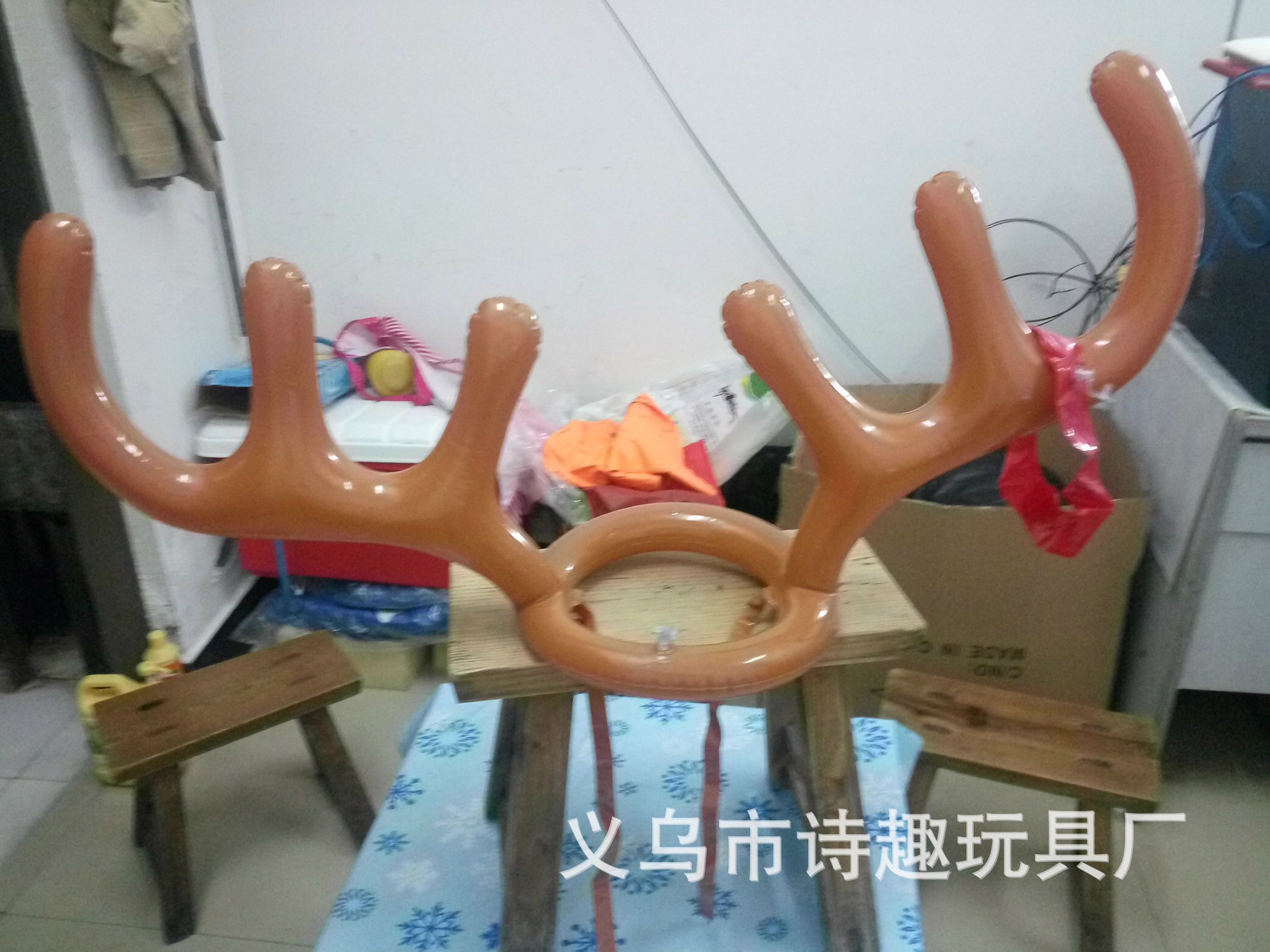 Thicker Inflatable Deer Head Ring Inflatable Christmas Hat Game Inflatable Antler Hat Throwing Ring Currently Available Direct Sale