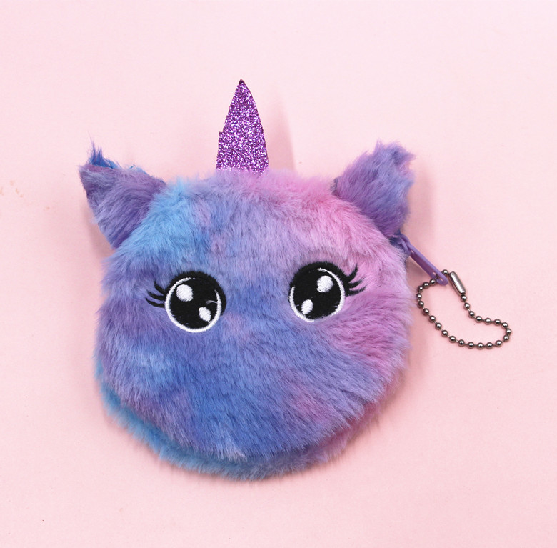 Cross-Border New Arrival Unicorn Coin Purse Children Cat Plush Cute Coin Purse Keychain Bag