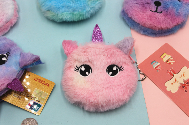 Cross-Border New Arrival Unicorn Coin Purse Children Cat Plush Cute Coin Purse Keychain Bag