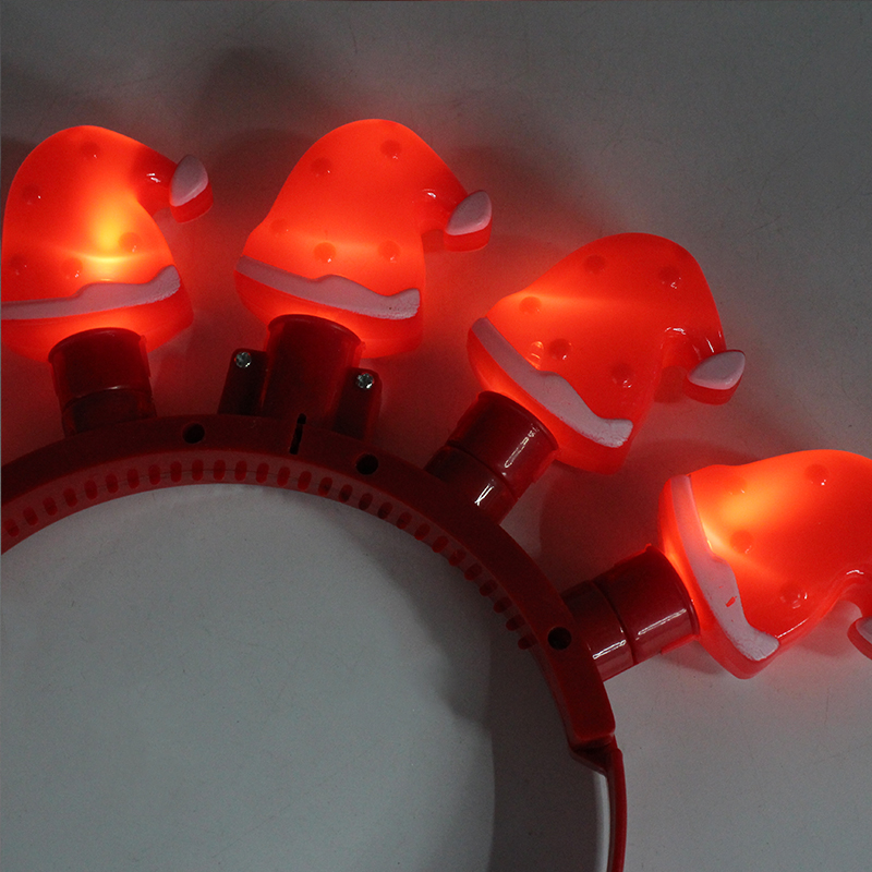 ZD Christmas Hat Five Lights Luminous Head Buckle Factory Direct Sales Foreign Trade Popular Style Christmas Luminous Head Buckle