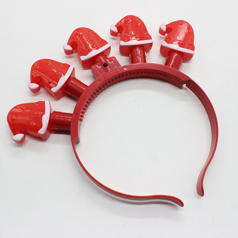 ZD Christmas Hat Five Lights Luminous Head Buckle Factory Direct Sales Foreign Trade Popular Style Christmas Luminous Head Buckle