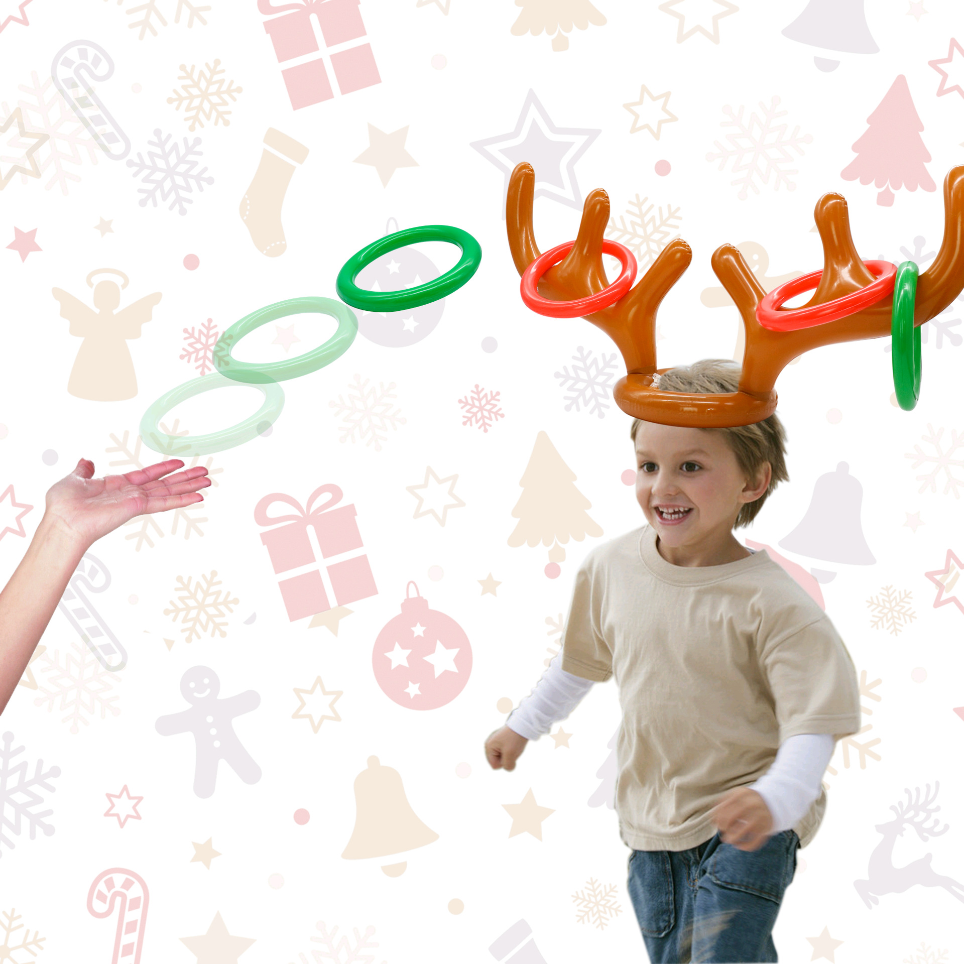 Direct Supply PVC Inflatable Deer Head Ferrule Inflatable Antler Inflatable Christmas Hat Customized Wholesale Christmas Toys
