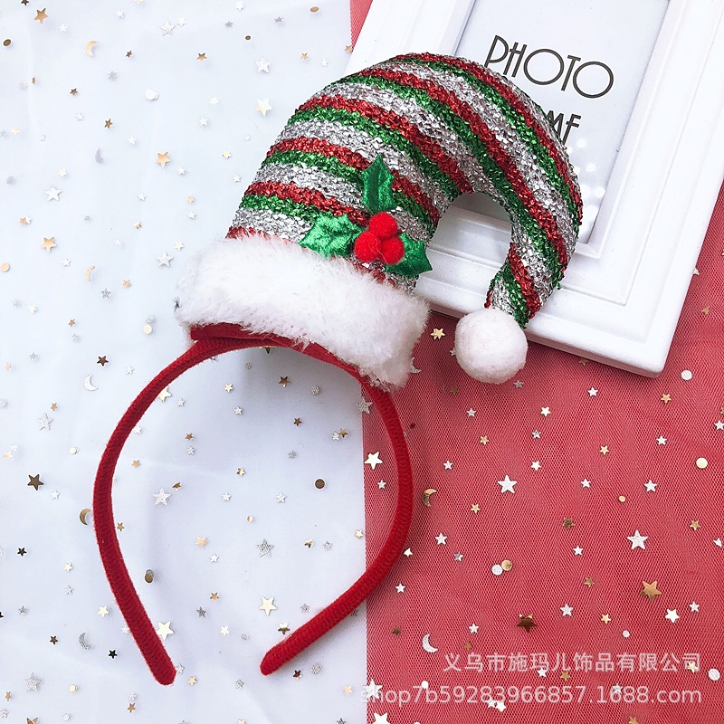 New Hot Sale Christmas Hat Bell Christmas Tree Headband Children&#039;s Holiday Party Headdress Gift Decorations
