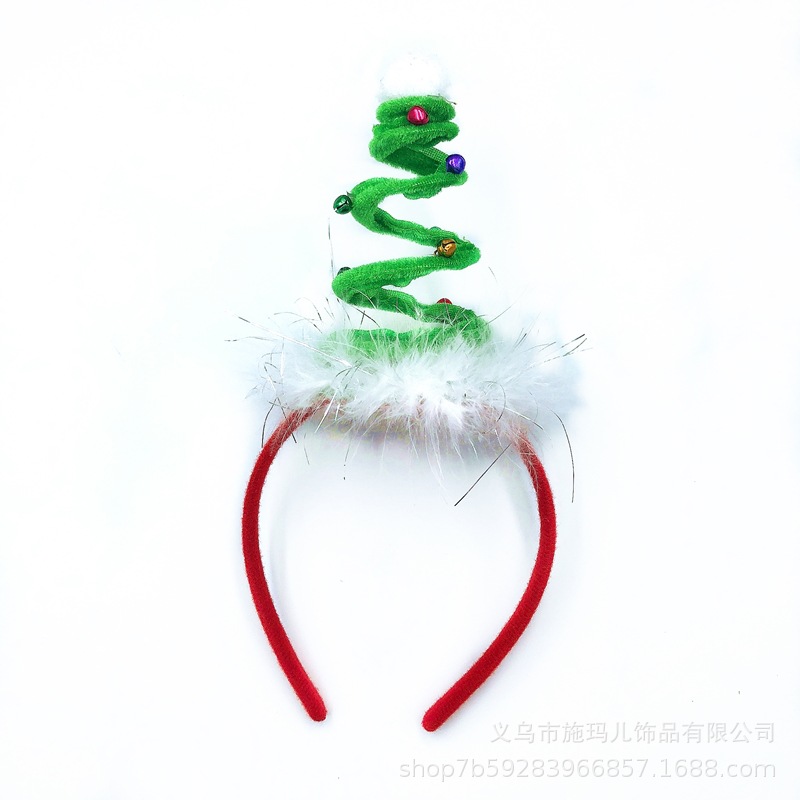 New Hot Sale Christmas Hat Bell Christmas Tree Headband Children's Holiday Party Headdress Gift Decorations