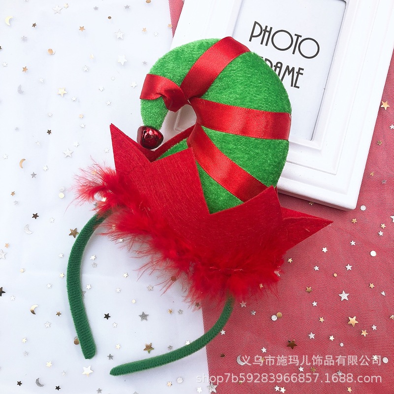 New Hot Sale Christmas Hat Bell Christmas Tree Headband Children's Holiday Party Headdress Gift Decorations