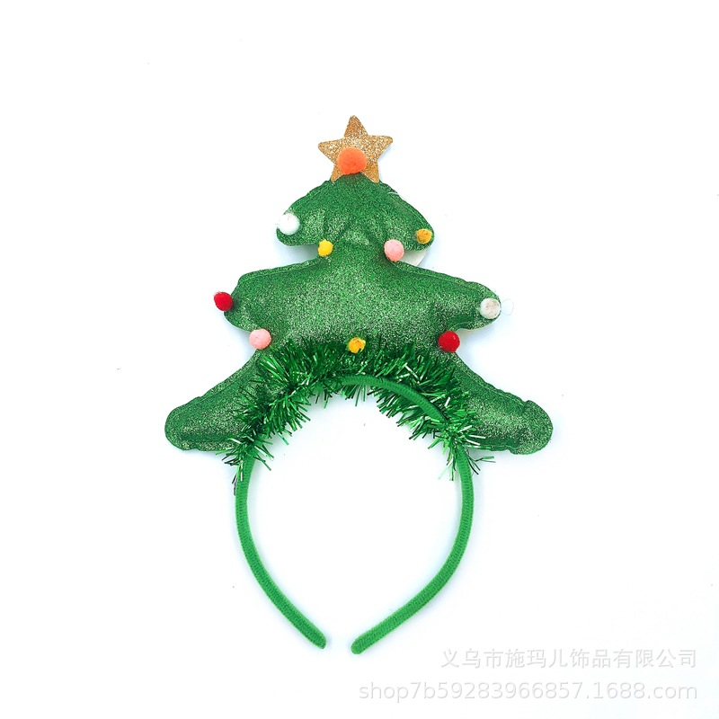 New Hot Sale Christmas Hat Bell Christmas Tree Headband Children's Holiday Party Headdress Gift Decorations