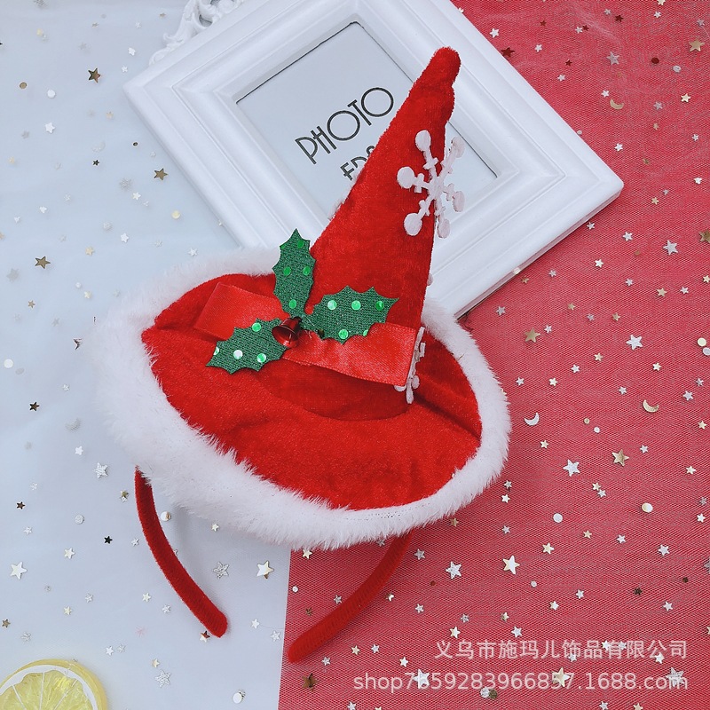 New Hot Sale Christmas Hat Bell Christmas Tree Headband Children's Holiday Party Headdress Gift Decorations