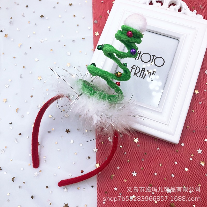 New Hot Sale Christmas Hat Bell Christmas Tree Headband Children's Holiday Party Headdress Gift Decorations