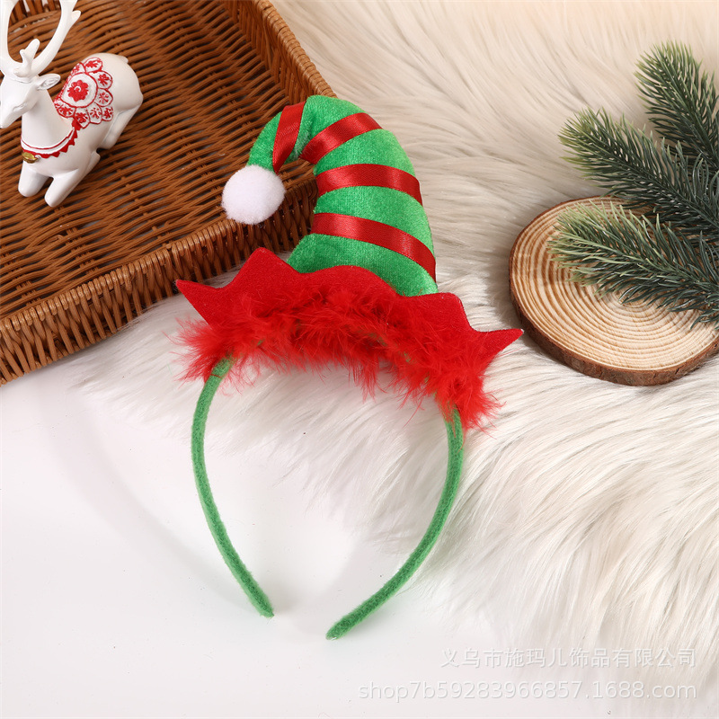 New Hot Sale Christmas Hat Bell Christmas Tree Headband Children's Holiday Party Headdress Gift Decorations