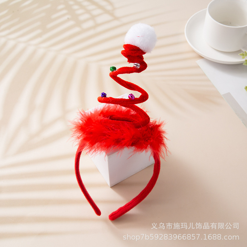 New Hot Sale Christmas Hat Bell Christmas Tree Headband Children's Holiday Party Headdress Gift Decorations
