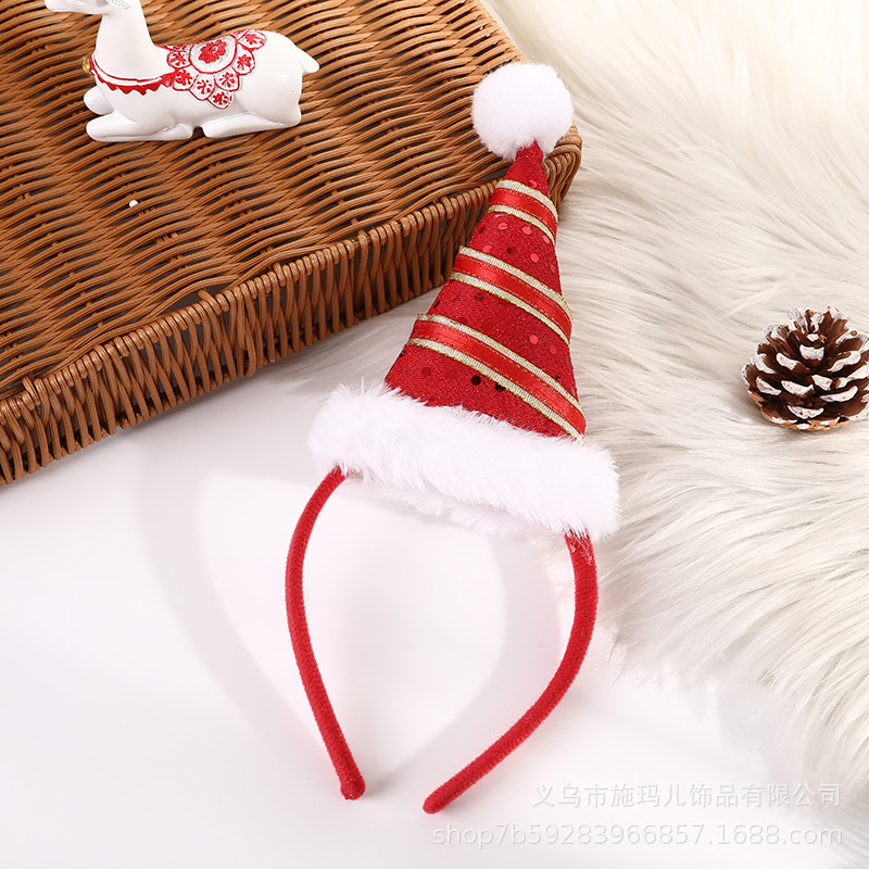 New Hot Sale Christmas Hat Bell Christmas Tree Headband Children's Holiday Party Headdress Gift Decorations