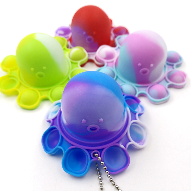 Cross-Border New Arrival Silicone Rat Killer Pioneer Toys Keychain Silicone Octopus Bubble Toy (Small Medium)
