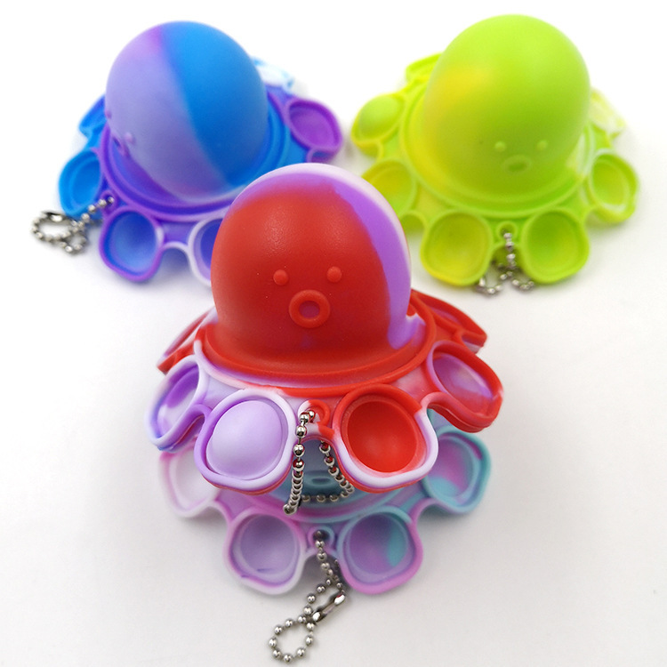 Cross-Border New Arrival Silicone Rat Killer Pioneer Toys Keychain Silicone Octopus Bubble Toy (Small Medium)