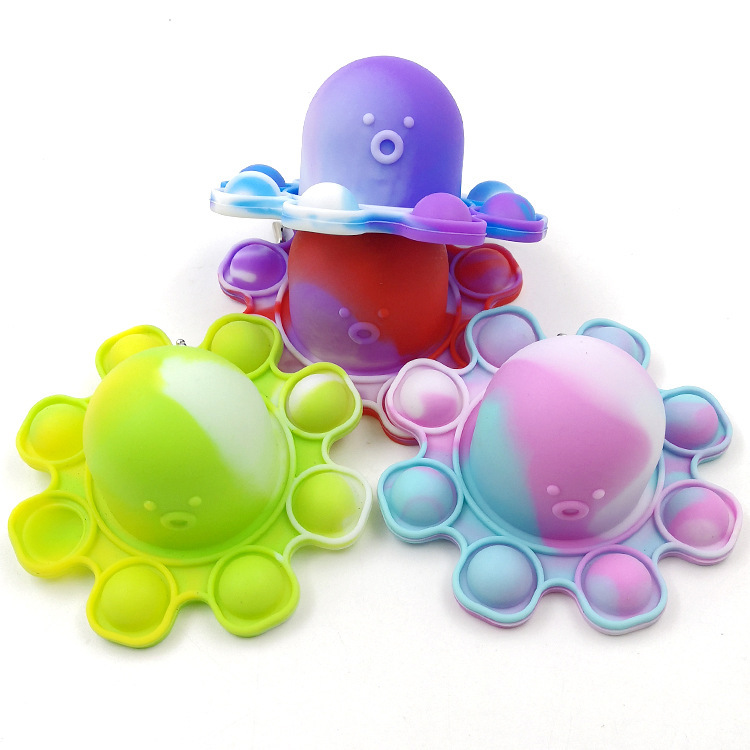 Cross-Border New Arrival Silicone Rat Killer Pioneer Toys Keychain Silicone Octopus Bubble Toy (Small Medium)