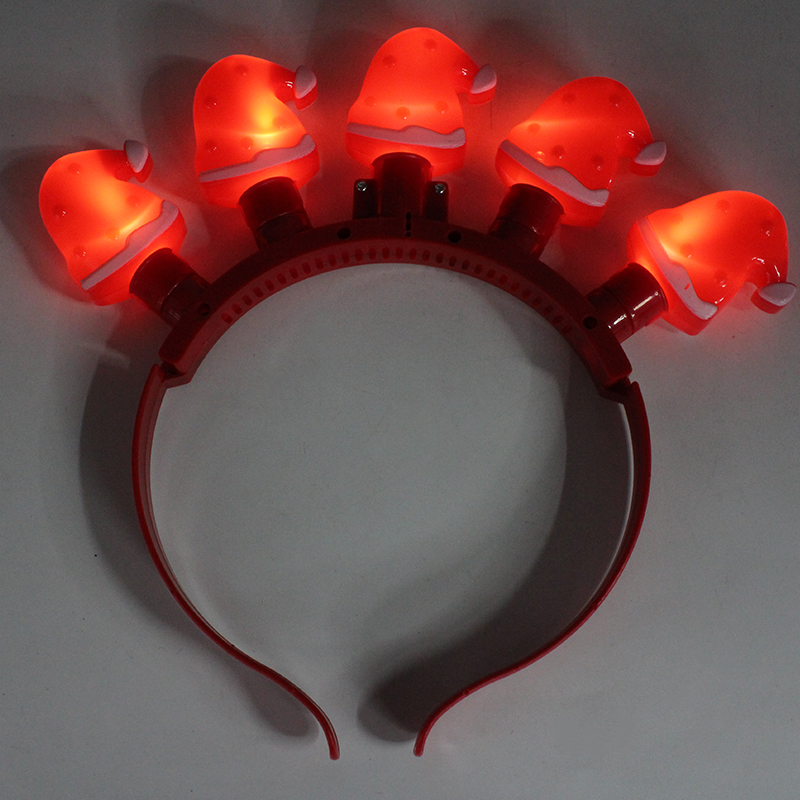 ZD Factory Direct Sales Foreign Trade Popular Style Christmas Glow Head Buckle Christmas Hat Five Lights Glow Head Buckle