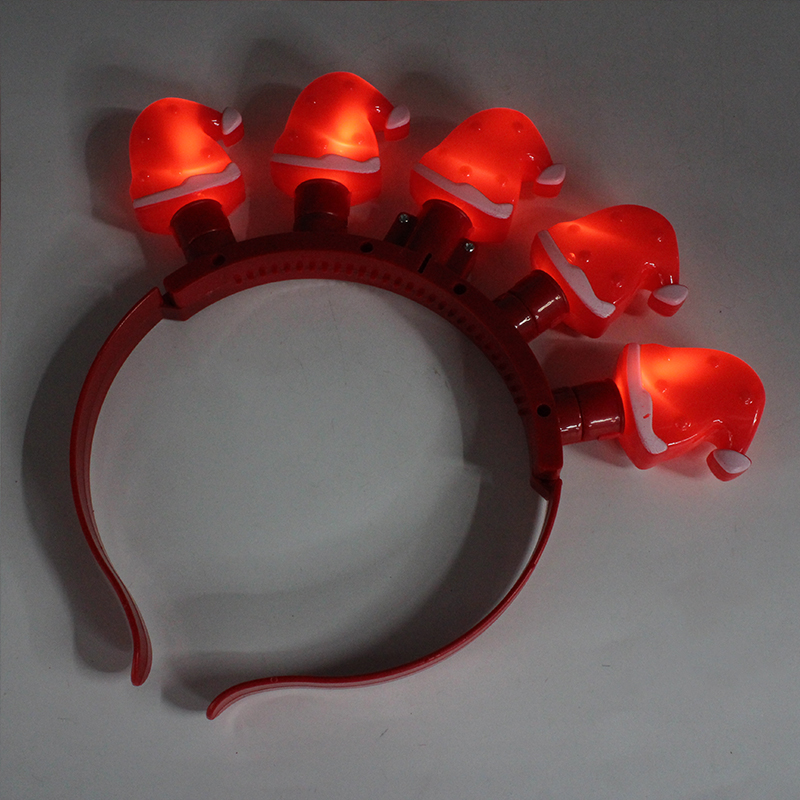 ZD Factory Direct Sales Foreign Trade Popular Style Christmas Glow Head Buckle Christmas Hat Five Lights Glow Head Buckle