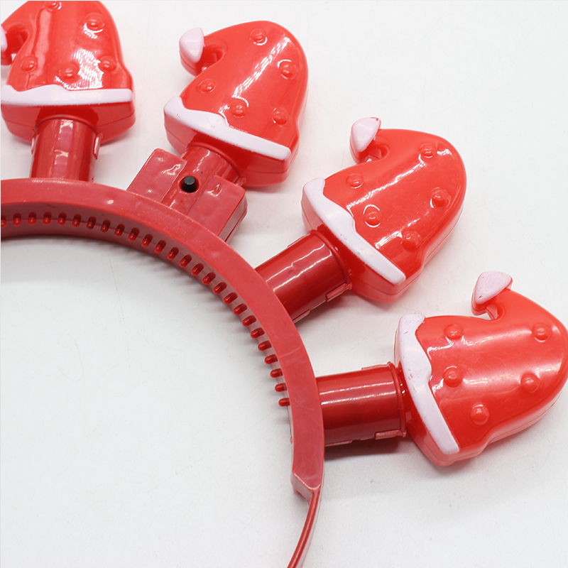 ZD Factory Direct Sales Foreign Trade Popular Style Christmas Glow Head Buckle Christmas Hat Five Lights Glow Head Buckle