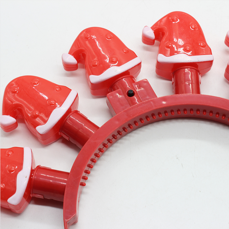 ZD Factory Direct Sales Foreign Trade Popular Style Christmas Glow Head Buckle Christmas Hat Five Lights Glow Head Buckle