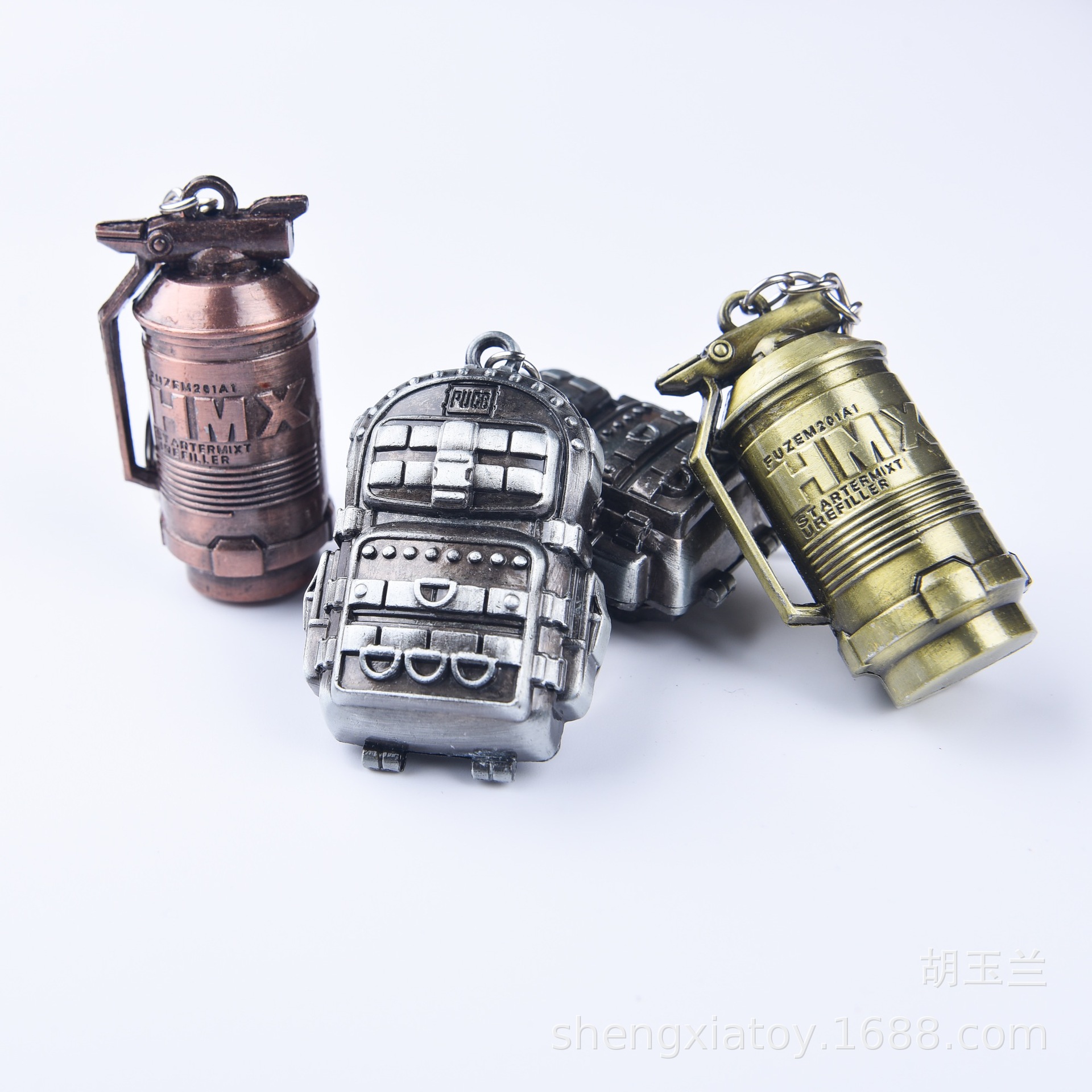 Campus Peripheral Hot Sale Alloy Weapon 6cm Fortress Backpack Schoolbag Grenade Skin Keychain Pendant Night