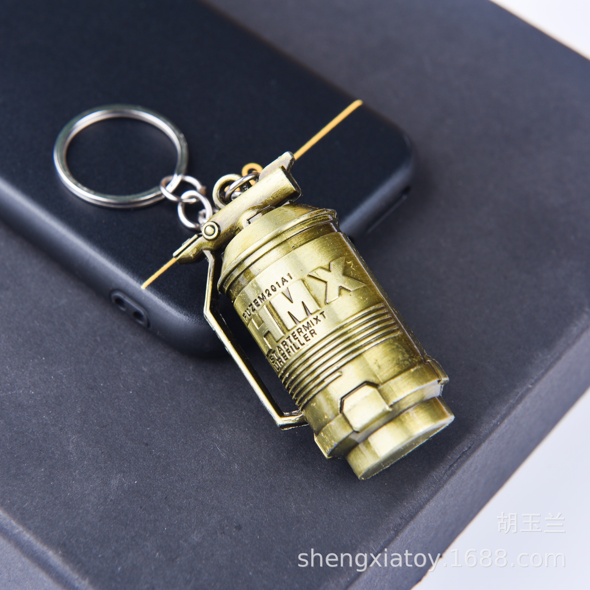 Campus Peripheral Hot Sale Alloy Weapon 6cm Fortress Backpack Schoolbag Grenade Skin Keychain Pendant Night