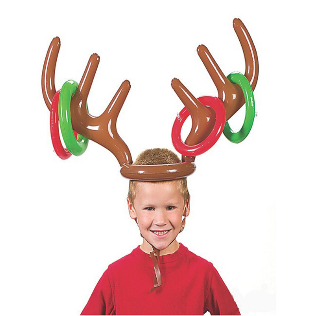 Deer Head Christmas Hat Inflatable Circle Novel Safety Children's Toys Factory Direct Sales