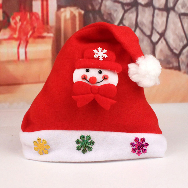 Christmas Gift Cartoon Sequined Christmas Hat LED Light Antlers Decorations Felt Snowman for Children Or Adults