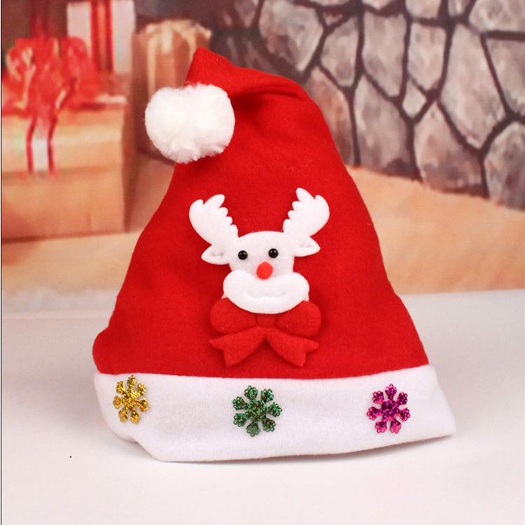 Christmas Gift Cartoon Sequined Christmas Hat LED Light Antlers Decorations Felt Snowman for Children Or Adults