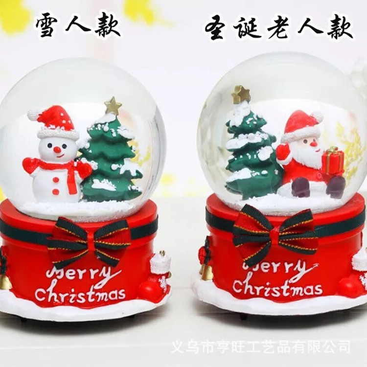 Christmas Crystal Ball Music Box Floating Snowflake Glowing Santa Claus Christmas Tree Children Gift Music Box
