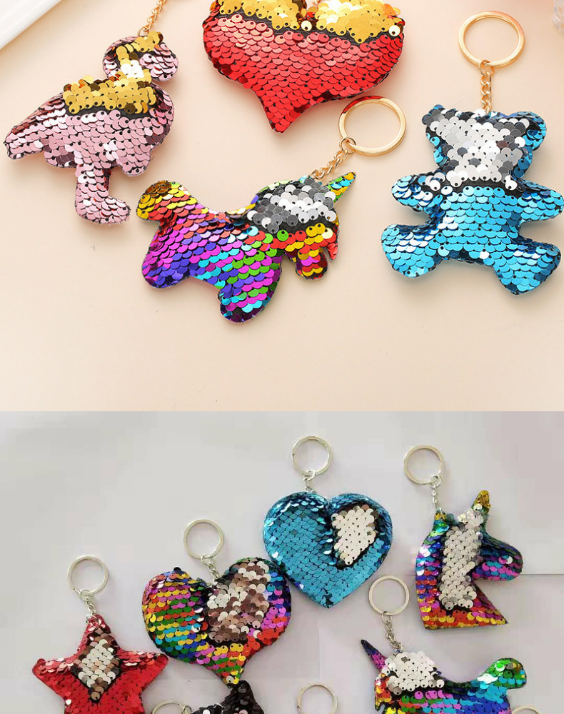 Amazon Hot Sale Sequined Unicorn Keychain Cartoon Christmas Car Key Pendant Gifts in Stock Wholesale