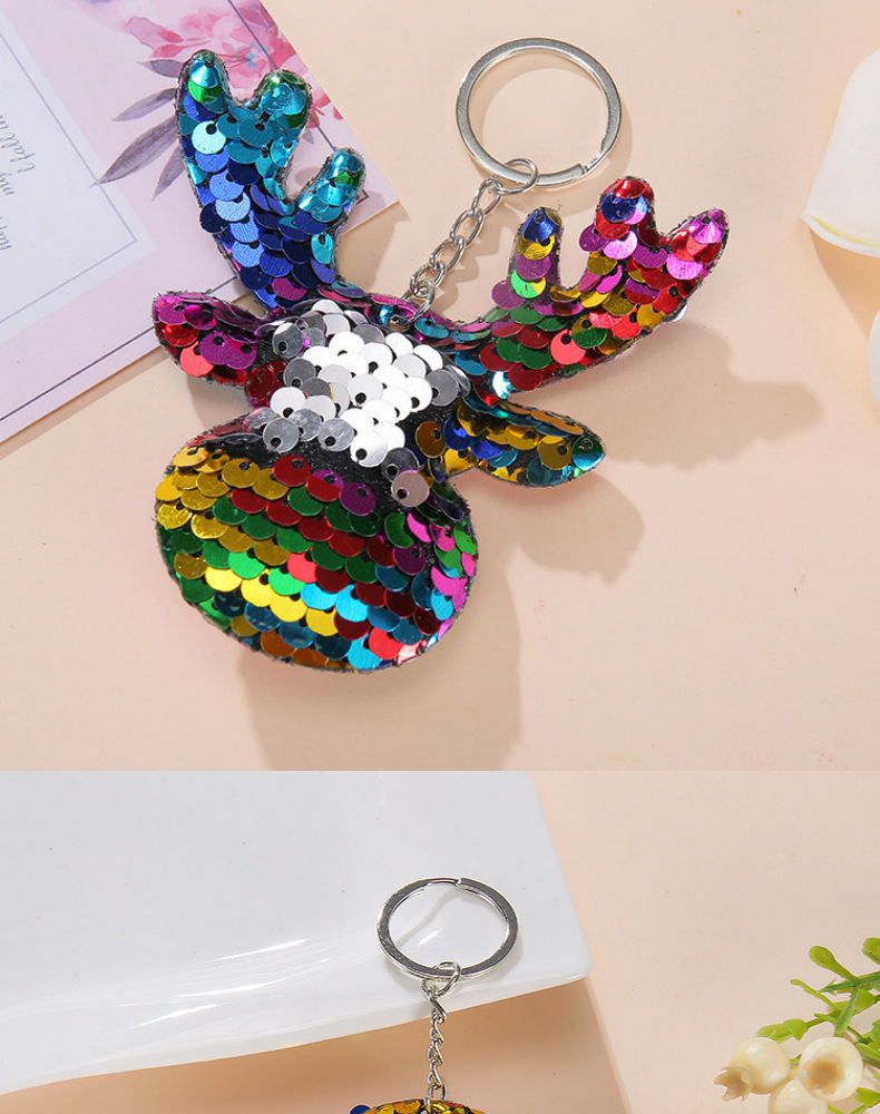 Amazon Hot Sale Sequined Unicorn Keychain Cartoon Christmas Car Key Pendant Gifts in Stock Wholesale