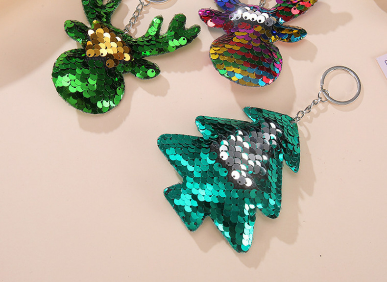 Amazon Hot Sale Sequined Unicorn Keychain Cartoon Christmas Car Key Pendant Gifts in Stock Wholesale